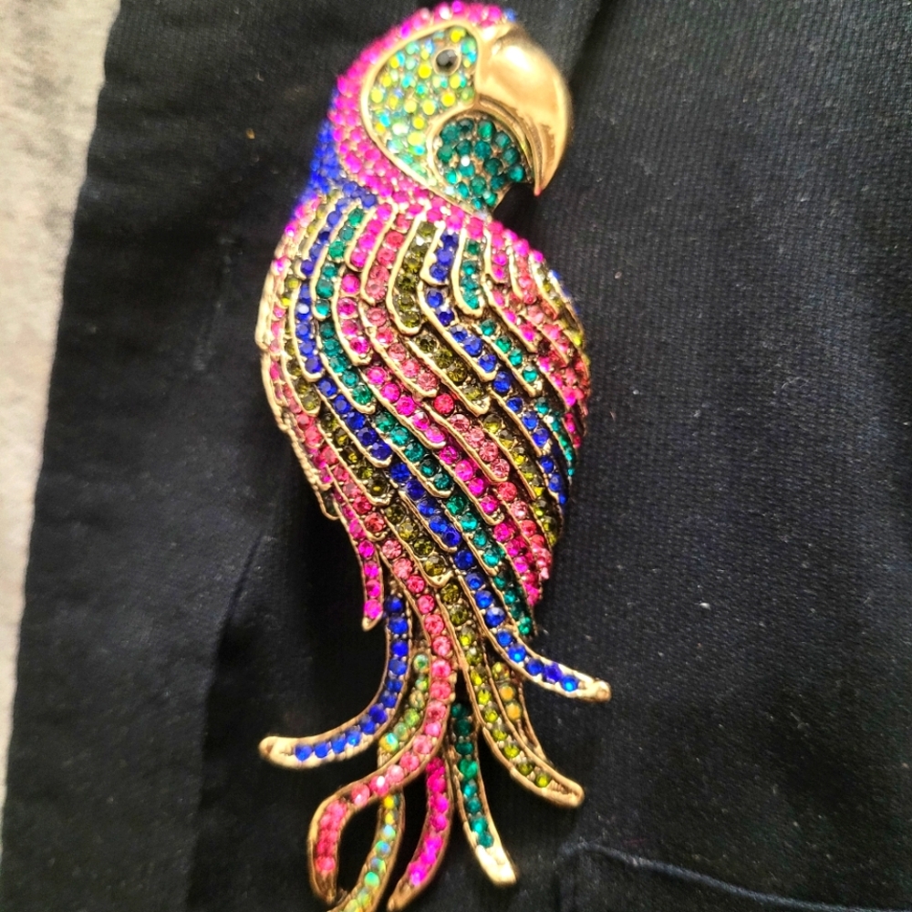 Parrot Alloy Rhinestone Brooch - Picture 2 of 3